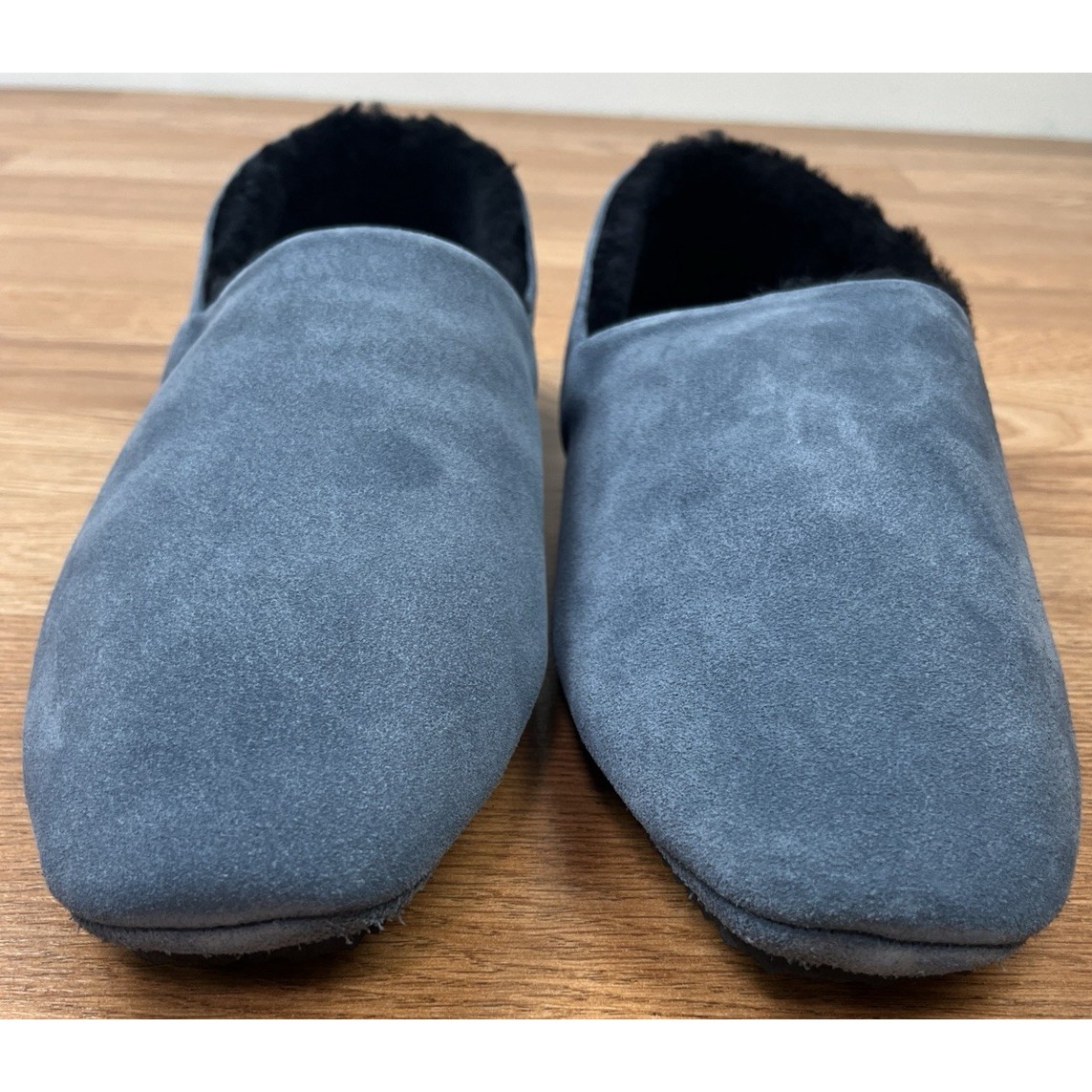 Mr Porter Mr P Suede Slippers Blue Size 11 Mens Slip-On Faux Fur Lined New — image 8 of 8